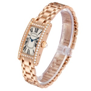 Cartier Tank Americaine 18K Rose Gold Diamond Ladies Watch  