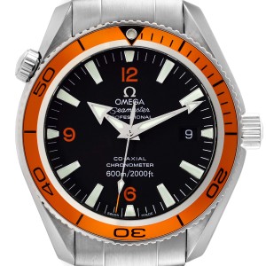Omega Seamaster Planet Ocean Orange Bezel Steel Mens Watch 