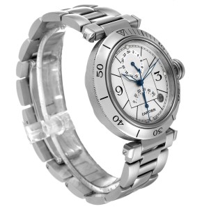 Cartier Pasha Power Reserve Silver Dial Steel Mens Watch