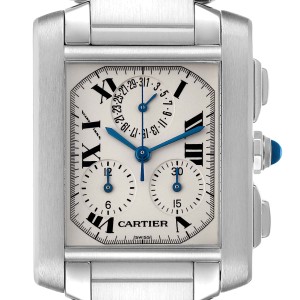 Cartier Tank Francaise Chronoflex Chronograph Steel Mens Watch 