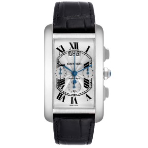 Cartier Tank Americaine White Gold Chronograph Mens Watch 