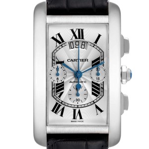 Cartier Tank Americaine White Gold Chronograph Mens Watch 
