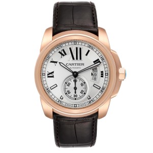 Cartier Calibre Rose Gold Silver Dial Automatic Mens Watch