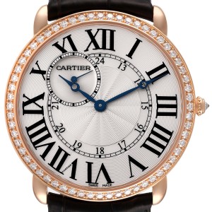 Cartier Ronde Louis 18K Rose Gold Diamond Bezel Mens Watch  