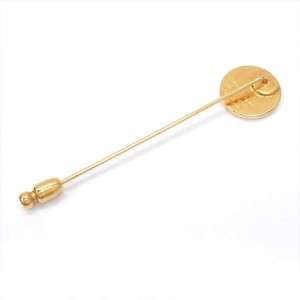 HERMES Gold plated Sellier pin brooch RCB-99