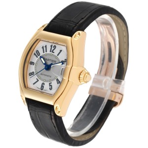 Cartier Roadster Yellow Gold Blue Strap Large Mens Watch