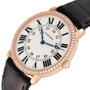 Cartier Ronde Louis Rose Gold Diamond Mens Watch 