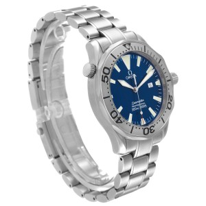 Omega Seamaster Electric Blue Wave Dial Steel Mens Watch  