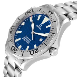 Omega Seamaster Electric Blue Wave Dial Steel Mens Watch  