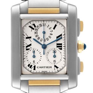 Cartier Tank Francaise Steel 18K Yellow Gold Chrongraph Watch 