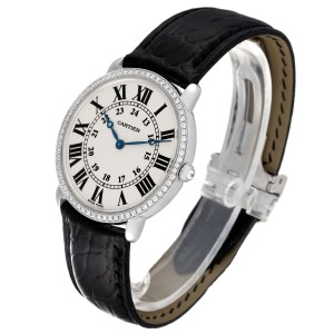 Cartier Ronde Louis White Gold Diamond Mens Watch 