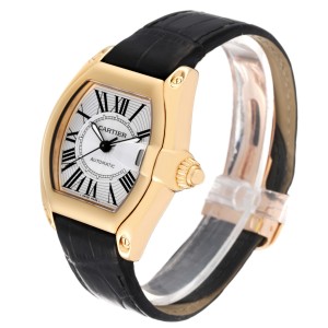 Cartier Roadster Yellow Gold Silver Dial Large Mens Watch 