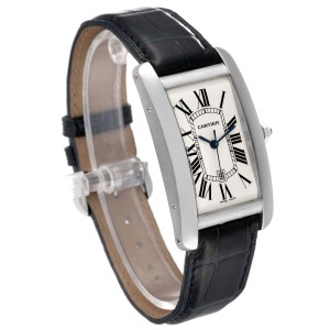 Cartier Tank Americaine 18K White Gold Large Silver Dial Mens Watch  