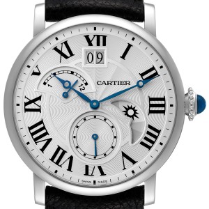 Cartier Rotonde Retrograde Steel Silver Dial Mens Watch 