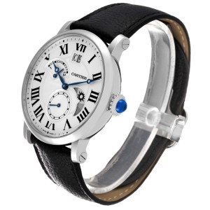 Cartier Rotonde Retrograde Steel Silver Dial Mens Watch 