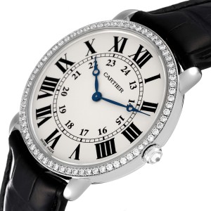 Cartier Ronde Louis White Gold Diamond Mens Watch  