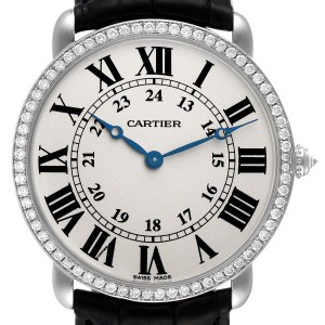 Cartier Ronde Louis White Gold Diamond Mens Watch  