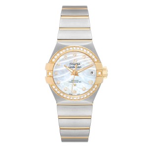 Omega Constellation Steel Yellow Gold Diamond Watch 