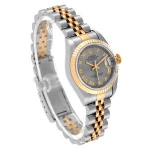 Rolex Datejust Steel Yellow Gold Slate Roman Dial Ladies Watch  