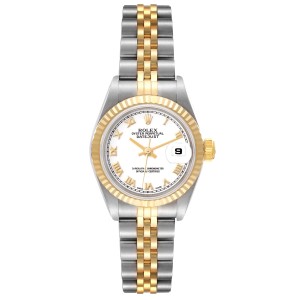 Rolex Datejust Steel Yellow Gold White Roman Dial Ladies Watch  