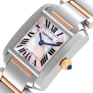Cartier Tank Francaise Steel Rose Gold MOP Dial Watch  