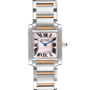 Cartier Tank Francaise Steel Rose Gold MOP Dial Ladies Watch 