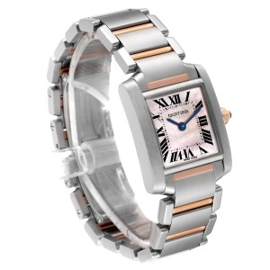 Cartier Tank Francaise Steel Rose Gold MOP Dial Ladies Watch 