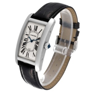 Cartier Tank Americaine 18K White Gold Large Mens Watch  