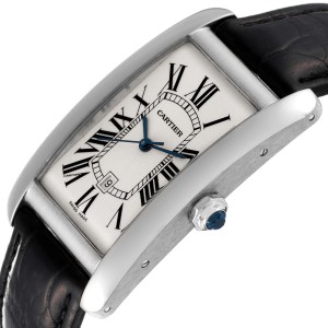 Cartier Tank Americaine 18K White Gold Large Mens Watch  