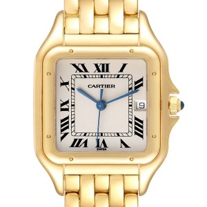 Cartier Panthere XL Silver Dial Yellow Gold Mens Watch  