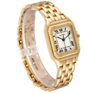 Cartier Panthere XL Silver Dial Yellow Gold Mens Watch  