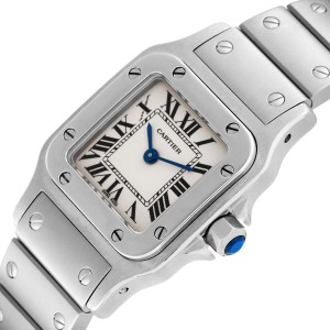 Cartier Santos Galbee Silver Dial Small Steel Ladies Watch 