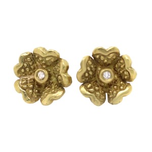 Judith Ripka 18k Diamond Dogwood Flower Stud Earrings