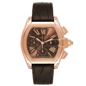 Cartier Roadster Chronograph  18K Rose Gold Mens Watch 