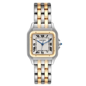 Cartier Panthere Large Steel Yellow Gold Two Row Watch  