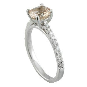 1.30 Carat Morganite 14K White Gold Diamond Ring