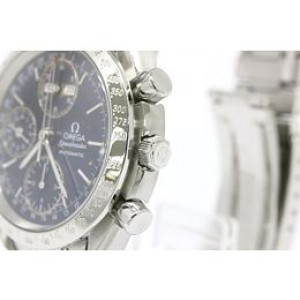 Omega Speedmaster Triple Date Stainless Steel Automatic Mens Watch