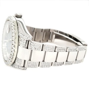 Rolex Datejust II 41mm Diamond Bezel/Lugs/Bracelet/Aquamarine MOP Roman Dial Steel Watch 116300