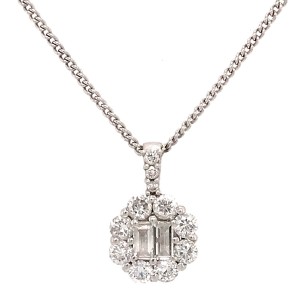 Diamond Pendant Necklace 18k White Gold Unique Design