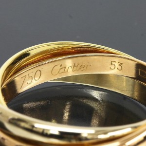 Cartier 18K Pink White And Yellow Gold Trinity Ring Size 6.75