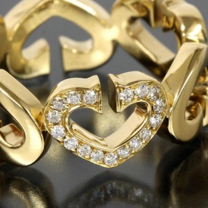 Cartier 18K Yellow Gold C Heart Diamond Ring Size 5.0