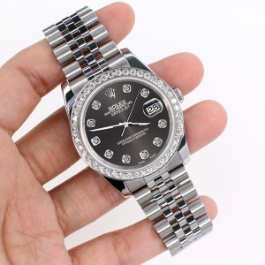Rolex Datejust 116200 36mm 1.85ct Diamond Bezel/Rhodium Grey Diamond Dial Steel Watch