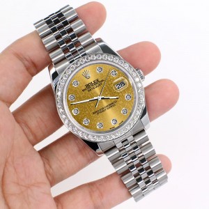 Rolex Datejust 116200 36mm 1.85ct Diamond Bezel/Champagne Jubilee Diamond Dial Steel Watch