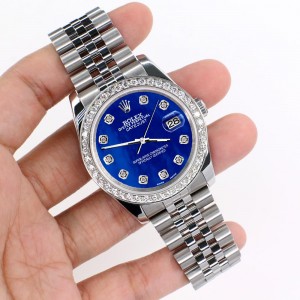 Rolex Datejust 116200 36mm 1.85ct Diamond Bezel/Royal Blue MOP Diamond Dial Steel Watch