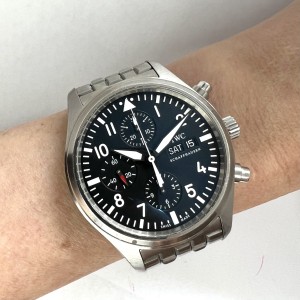 IWC SCHAFFHAUSEN PILOT Chronograph Day Date Automatic 42mm Steel Watch