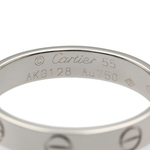 Cartier 18K White Gold Mini Love Band Ring 