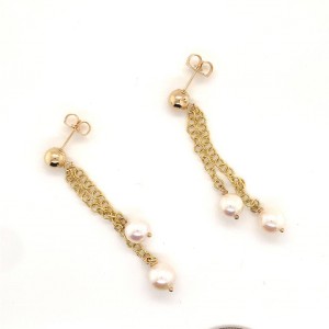 Akoya Pearl Earrings 14 KT Gold 6.37 mm Certified $890  