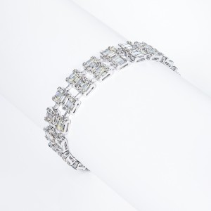 Myla 14 Carats Combined Mixed Shape Diamond Double Row Bracelet in 14k White Gold