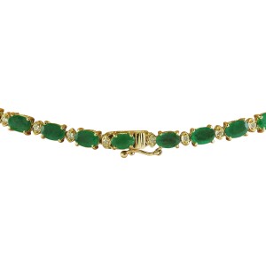 30.90 Carat Emerald 14K Yellow Gold Diamond Necklace