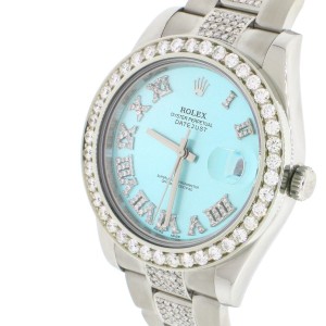 Rolex Datejust II 41MM Stainless Steel Automatic Mens Oyster Watch w/Custom Diamond Dial Bezel Bracelet